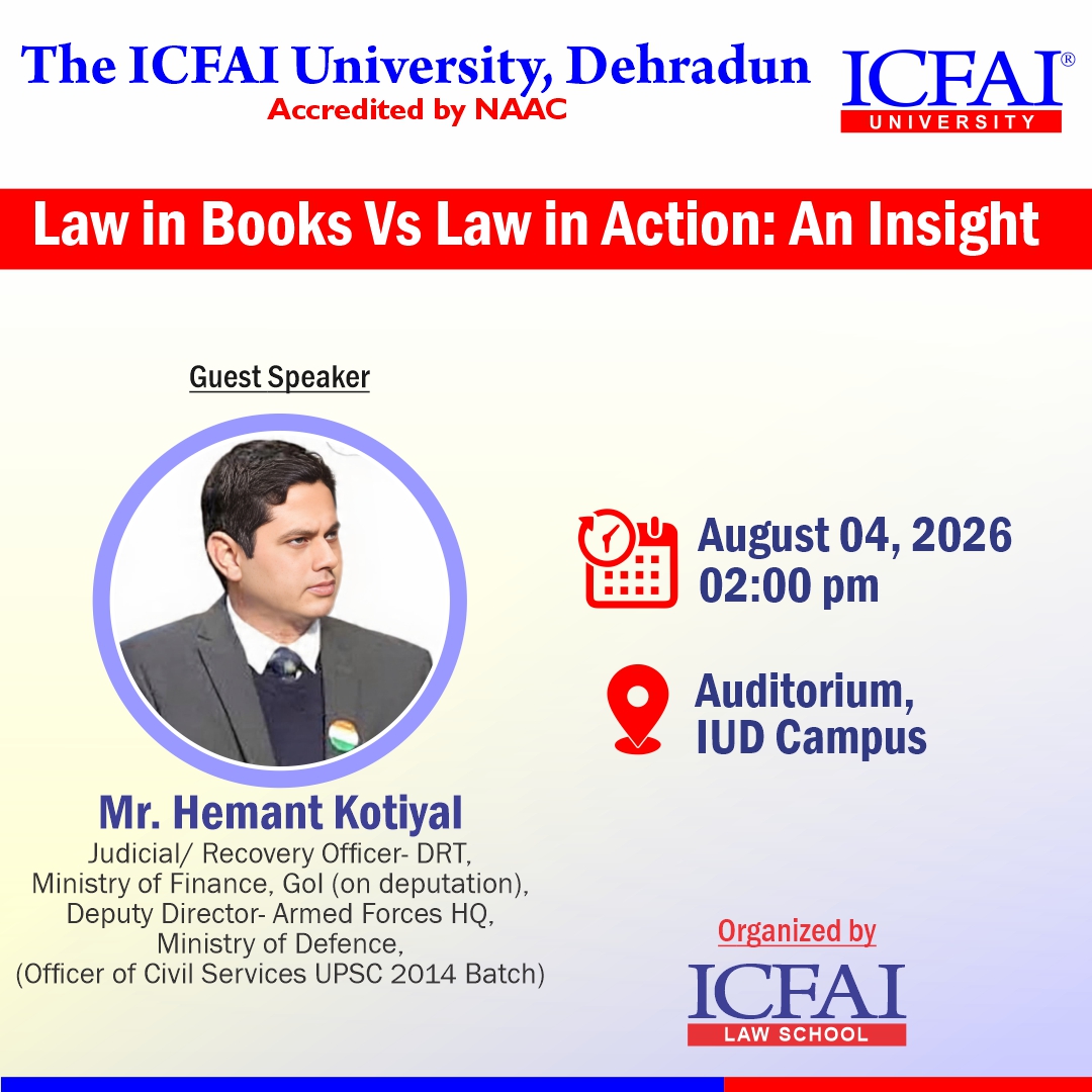Guest Lecture | Law in Books Vs Law in Action: An Insight on August 04, 2026